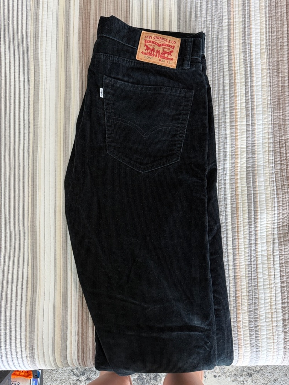 Levi's Black Corduroy Men's Trousers - Straight Cut